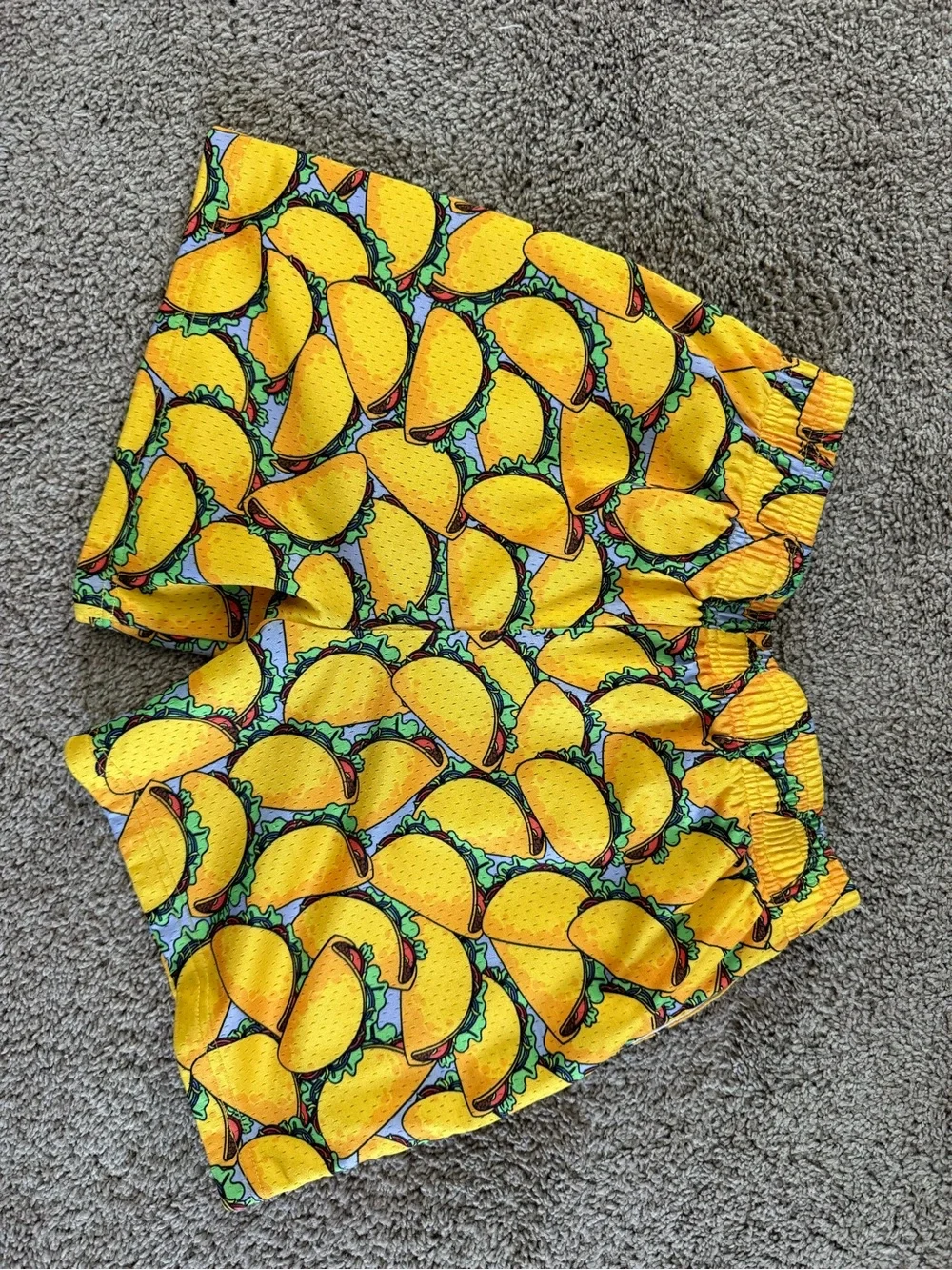 Kids Yellow Taco-Print Elastic-Waist Shorts